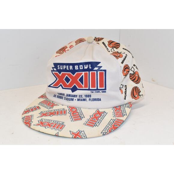 Vintage Super Bowl XXII NFL 1989 Bengals And 49ers Snapback Hat Joe Robbie - Picture 1 of 7